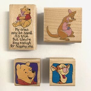 4 Rubber Stampede Wooden Stamp Winnie the Pooh Tigger Portrait Kanga Roo Hugs